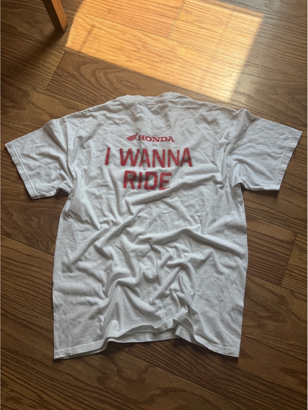 Honda I Wanna Ride White Gildan Ultra Cotton T-Shirt Large